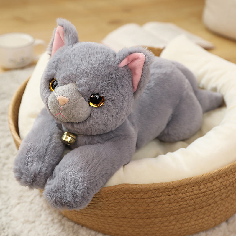 Gato de juguete de simulación suave personalizado, Animal de peluche de 35cm