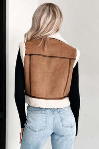 2024 mode nouvelle couleur Pure laine d'agneau Patchwork court matelassé chaud daim Zip <span class=keywords><strong>gilet</strong></span> hiver femmes veste manteau en gros - Product Image 6