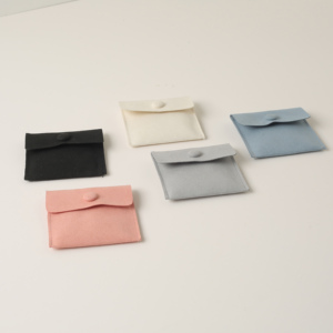 Custom Emboss Logo Travel Jewelry <b>Pouch</b> Bag Women Velvet Microfiber Snap Button <b>Pouch</b> Bag for Necklace Earring Jewelry <b>Pouch</b> - Product Image 5