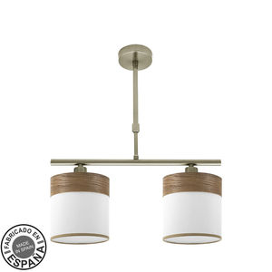 Lampada da Tavolo 2xE14, Design in Pelle e Legno Scuro, Dimensioni 43x14 cm, Ideale per Decorazione e Ambienti Accoglienti. - Product Image 1