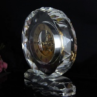 Horloge en cristal K9 de forme ronde, vente en gros d'usine, design personnalisé, horloge en verre à facettes pour cadeau de mariage