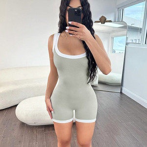 <span class=keywords><strong>Combinaison</strong></span> courte col en U pour femmes en gros Style Y2K femmes Sexy Sport Onesie Sports de plein air-Tennis course vélo barboteuses courtes - Product Image 4