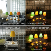 Lampe de table moderne à abat-jour plissé en PP, sans fil, rechargeable, avec variateur tactile Type-C, pour salle à manger, café, chevet, lumière d'ambiance LED