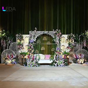 Ensemble d'arche de mariage au design moderne et lisse, design creux, style indien de luxe, décoration de scène pour événements de mariage, panneau de fond - Product Image 2