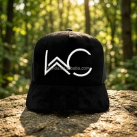 Gorra Trucker Negra Sólida de Gamuza OEM ODM, Personalizable con Logotipo Inicial Bordado, para Hombre, para Exteriores y Bosque