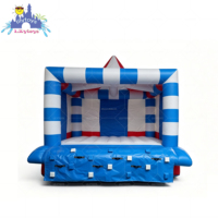 Lilytoys Château gonflable commercial rayé avec enclos en filet, structure de jeu en PVC de 0,55 mm pour événements