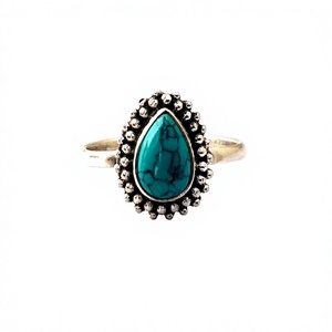 Anillo de plata de primera ley con forma de pera para mujer, sortija, plata esterlina 925, piedra preciosa, estilo turquesa, 5x8, hecho a mano - Product Image 1