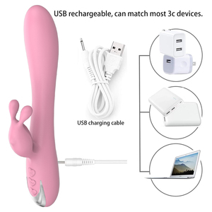Vibrador de Conejo 2 en 1 Recargable por USB, Silicona de Grado Alimenticio, 10 Velocidades, 100% Impermeable, Vibrador de Bienestar Íntimo para Mujeres - Product Image 4