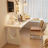 Bureau d'angle moderne en chêne massif extensible pour chambre et bureau, orienté vers le mur