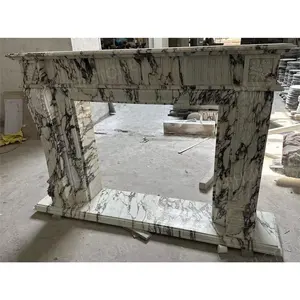 SHIHUI camino in marmo personalizzato moderno intagliato a mano di lusso Calacatta Viola camino in marmo mensola camino in marmo Surround