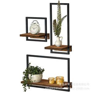 Wooden <b>Wall</b> <b>Mounted</b> <b>Shelf</b> Rectangle 1 Tier Living Room Storage Multipurpose Freestanding - Product Image 2