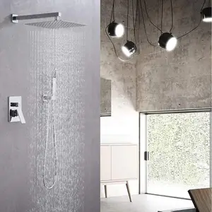 现代upc黑色壁挂式黄铜雨水淋浴混合器水龙头系统豪华隐藏式金色浴室雨水浴缸和淋浴水龙头套装