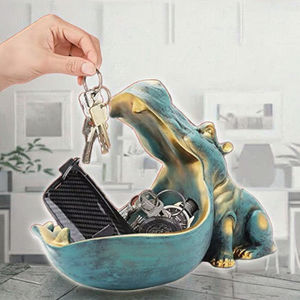 Nueva estatua de hipopótamo artesanal de resina para interiores, plato de caramelo de Boca Grande inspirado en el budismo, cuenco para llaves, tema de Arte de Anime, ambiente de sala de estar - Product Image 2