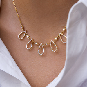 Collar con Colgante de Lágrima de Acero Inoxidable con Pedrería, Chapado en Oro, Joyería de Fiesta, Accesorio de Moda para Mujer - Product Image 3