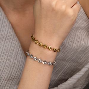 Joyería de Acero Inoxidable, Chapada en Oro de 18K, Juego de Cadenas Minimalistas de Eslabones Mixtos, Pulsera de Cadena Geométrica Tipo Clip para Mujer - Product Image 3