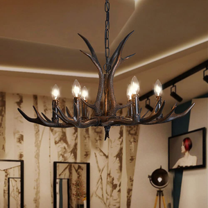 JACKSUN Schwarzer Geweih-Kronleuchter Vintage Pendelleuchte Hängelampe für Ferienhäuser Entspannungsbars Wohnzimmer Esszimmer - Product Image 4