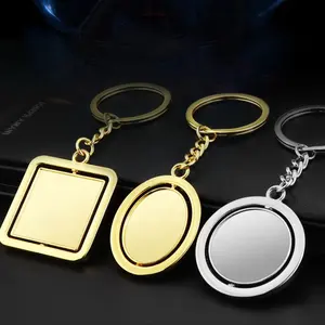 Wholesale Cheap Bulk Square Oval Round Metal Blank Rotating Keychains
