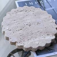 SAIDKOCC D20CM Plateau de rangement en marbre travertin naturel beige, style moderne avancé, personnalisable pour villa et hôtel