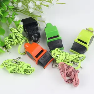 Wholesale Professional Cheap Customized Promotional Sport Referee Plastic Referee Whistle With Lanyard