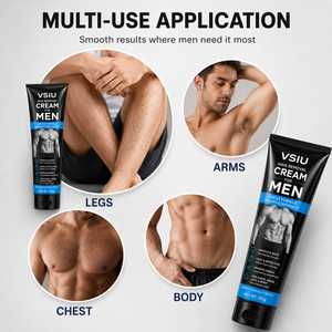 Crème dépilatoire douce et indolore VSIU pour hommes 120g, longue durée, pour toutes les zones du corps masculin : poitrine, bras, jambes - Product Image 5