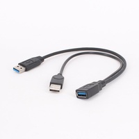 Câble d'extension USB3.0 femelle vers 2 USB mâles, double connecteurs, transmission de données haute vitesse, alimentation améliorée, cuivre sans oxygène