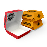 Emballage alimentaire jetable personnalisé en carton de qualité alimentaire pour hamburger, boîte à hamburger en papier kraft à clapet