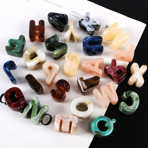 Wholesale English <b>Letter</b> Large Hole Macaron Acrylic Bead Mix Hand-strung Straight Hole Loose Beads Phone Chain Accessories - Product Image 1
