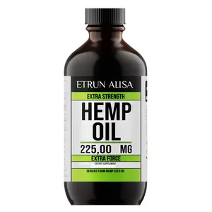 Aceite de semilla de cáñamo puro orgánico prensado en frío de etiqueta privada Etrun, aceite esencial para aliviar el dolor muscular