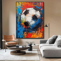 Peinture acrylique peinte à la main RH, ballon de football, art sur toile, décoration murale abstraite moderne, décoration intérieure, cadre en plastique