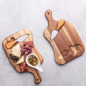 Tabla de cortar de madera de acacia con asa en forma de paleta, tabla para queso, charcutería y verduras - Product Image 1
