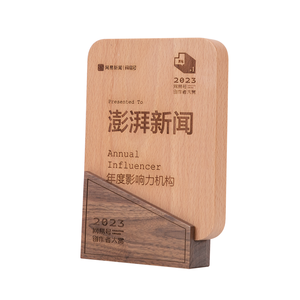 Placa de haya grabada con láser, logotipo personalizado, premio de competición, regalo de bienvenida, trofeo de madera para aniversario, soporte de exhibición para insignias - Product Image 2
