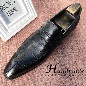 Nouvelles chaussures d'affaires artisanales à motif crocodile, style britannique, à bout pointu pour hommes, confortables et polyvalentes (formelles et décontractées) - Product Image 3