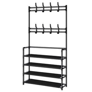 Bulk Multi-Tier Modern <strong>Shoe</strong> &amp; <strong>Coat</strong> <strong>Rack</strong> with Bag <strong>Storage</strong> Durable Metal Organizer for Living Room - Product Image 3