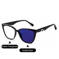 Lunettes de vue photochromiques anti-lumière bleue pour femmes, monture œil de chat en acétate TR, protection UV400, lunettes de mode pour ordinateur