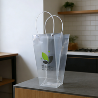 Sac cadeau en plastique personnalisé pour la vente au détail, sac à fleurs transparent en plastique, sac à main en PP écologique avec poignées