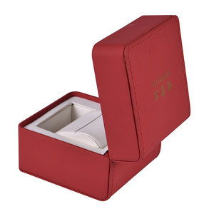 Boîtes à montres en papier doux au toucher couleur bordeaux avec poche en velours blanc, emballage cadeau tendance pour montres - Product Image 4
