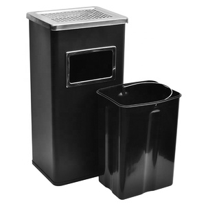 Stainless Steel Square Waste Bin Ashtray Waste Bin For Hole Body Public Receptacle Bin Waste With Commercial Trash Can