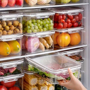 Household Item Transparent Plastic Stackable Storage Box Vegetable Fruit Food Container Refrigerator Fridge Bins Organizer
