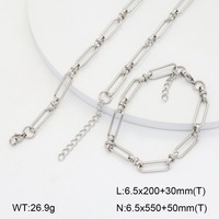 Collier simple en acier inoxydable doré, chaîne épaisse à maillons trombones, bijoux tendance, ensemble collier et bracelet en gros