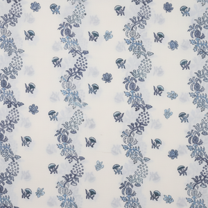 Tela de algodón 100% gris Carolina y azul bebé con estampado floral indio, impresa a mano, por yarda, para cortinas, almohadas, vestidos, tapetes - Product Image 1