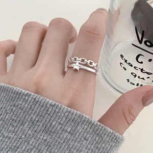 S925 Sterling Silver Star Chain <b>Open</b> <b>Ring</b> For Women Minimalist Design Everyday Wear - Product Image 4
