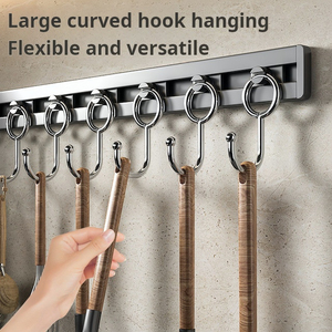 <span class=keywords><strong>Rack</strong></span> de utensílios com 8 ganchos removíveis para colher de toalha, <span class=keywords><strong>rack</strong></span> suspenso montado na parede para churrasco, organizador de cozinha, ganchos deslizantes - Product Image 4
