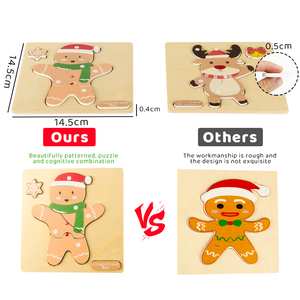 Giáng Sinh Trẻ Em Giáo Dục Câu Đố Đồ Chơi Bằng Gỗ 3D Động Vật Hình Dạng Cây Phù Hợp Với Câu Đố Khối Trò Chơi Quà Tặng - Product Image 4