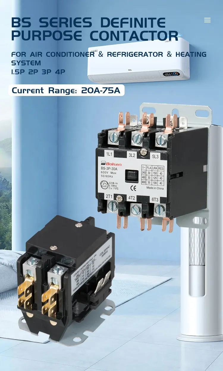 Профессиональный кондиционер 3P 4P Трехфазный 220V 20A 30A 40A 75A AC контактор определенного назначения