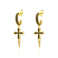 Boucles d'oreilles créoles croisées Hip Hop en argent sterling S925, luxe léger, haut de gamme, entièrement serties de zircons, pour la vente en gros aux revendeurs