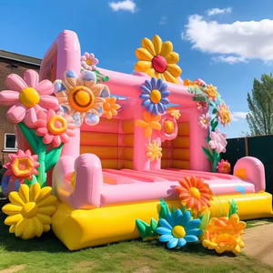 Châteaux gonflables de maison pleine d'entrain sautant de <span class=keywords><strong>fleur</strong></span> colorée matérielle durable à vendre - Product Image 1