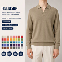 Maßgeschneiderter Old Money Herren Strick-Polopullover mit offenem Kragen, Kurzarm, Einfarbig, Strukturierter Business-Strickpullover