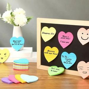 8 Colors Fluorescent Heart-Shaped Self-Adhesive <b>Memo</b> <b>Pads</b> 76*76mm Size School Supplies Stationery Line Design Back-to-School - Product Image 6