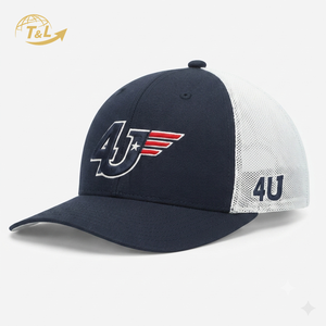 Casquette de baseball 4U personnalisée de haute qualité à 5 panneaux avec logo brodé en 3D, visière incurvée, fermeture snapback, style classique, casquette de sport type trucker - Product Image 1