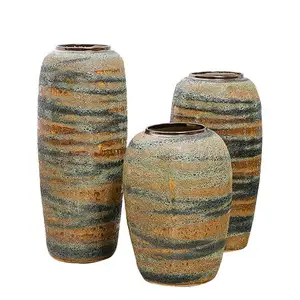 Multicolor Glaze Ceramic Floor Vase, Kiln Change, Home Decor, Flower Vase для Living Room, 3 Set